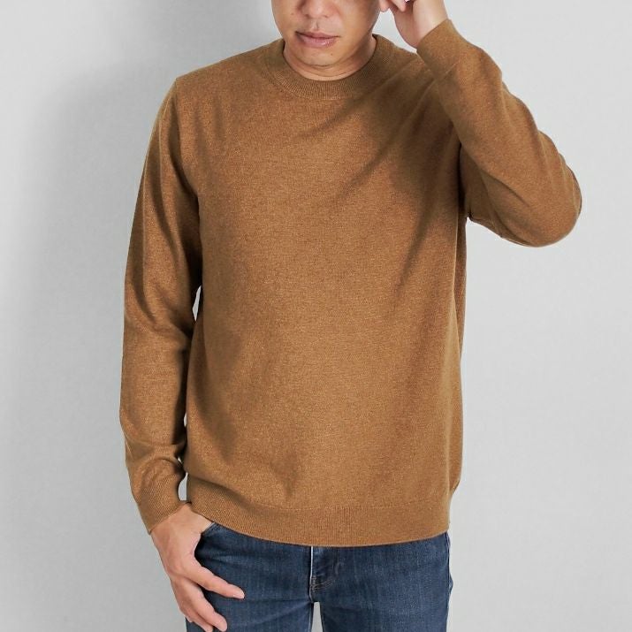 新品☆オンワード カシミヤ100%クルーネックセーターニット キャメル L カシミヤ100％メンズクルーネックセーター | Milestone公式オンライン