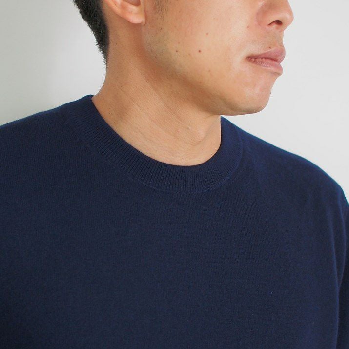 でんでん　カシミヤ100%　セーター　紺色 日本製】カシミヤ100% ウエストシェイプ Vネック セーター レディース