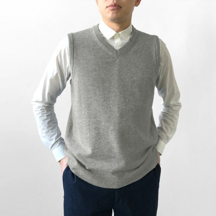 カシミヤ100％メンズVネックベスト | Milestone公式オンラインストア