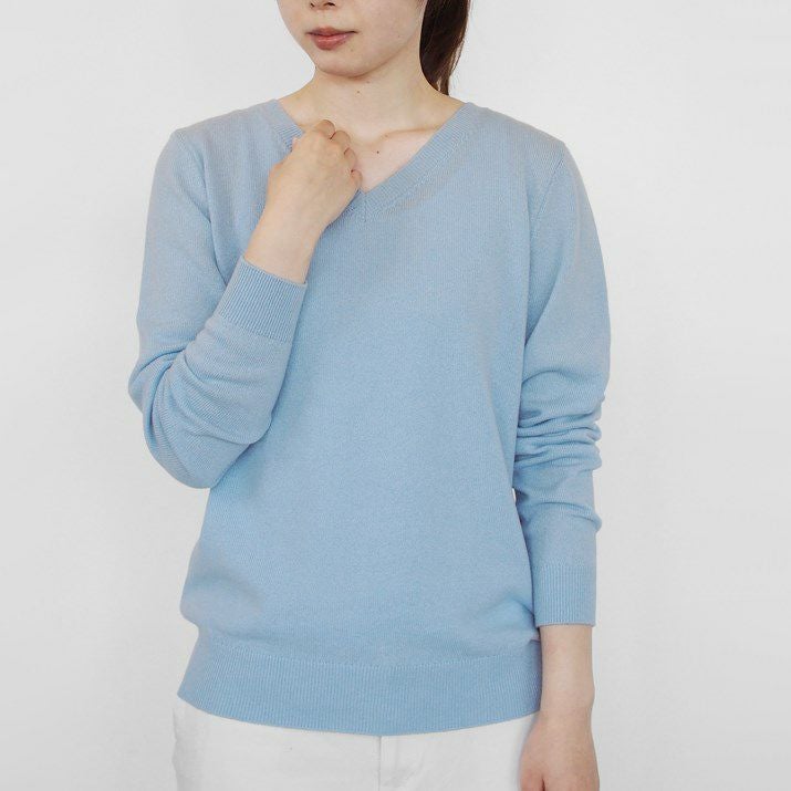 【未使用級】カシミヤ100%エストネーション Vネックセーター L ライトブルー カシミヤ100％Vネックセーター | Milestone公式オンラインストア