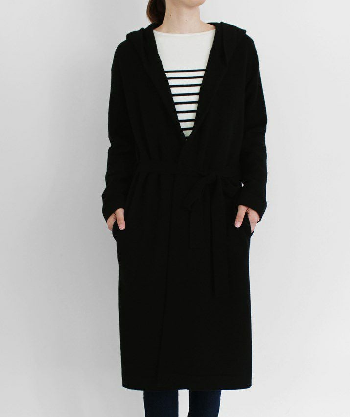 カシミヤ100％フード付きロングカーディガン | Milestone公式