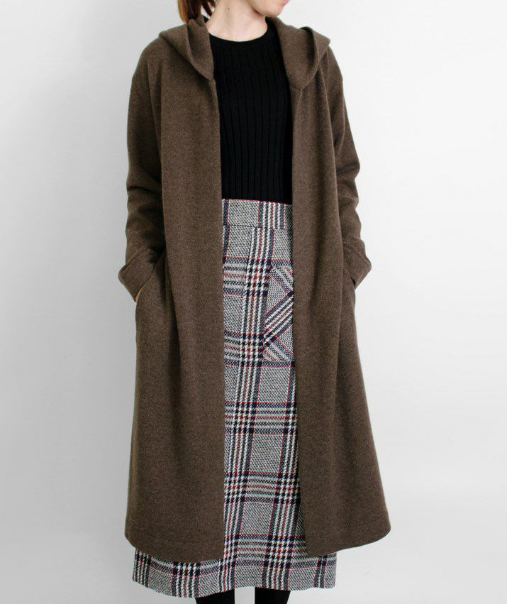 カシミヤ100％フード付きロングカーディガン | Milestone公式