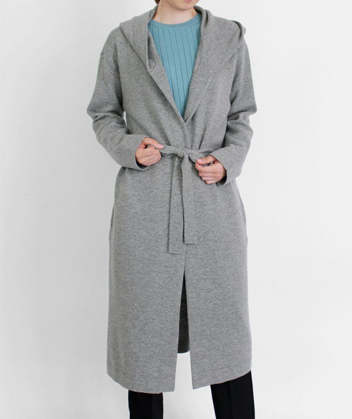 カシミヤ100％フード付きロングカーディガン | Milestone公式