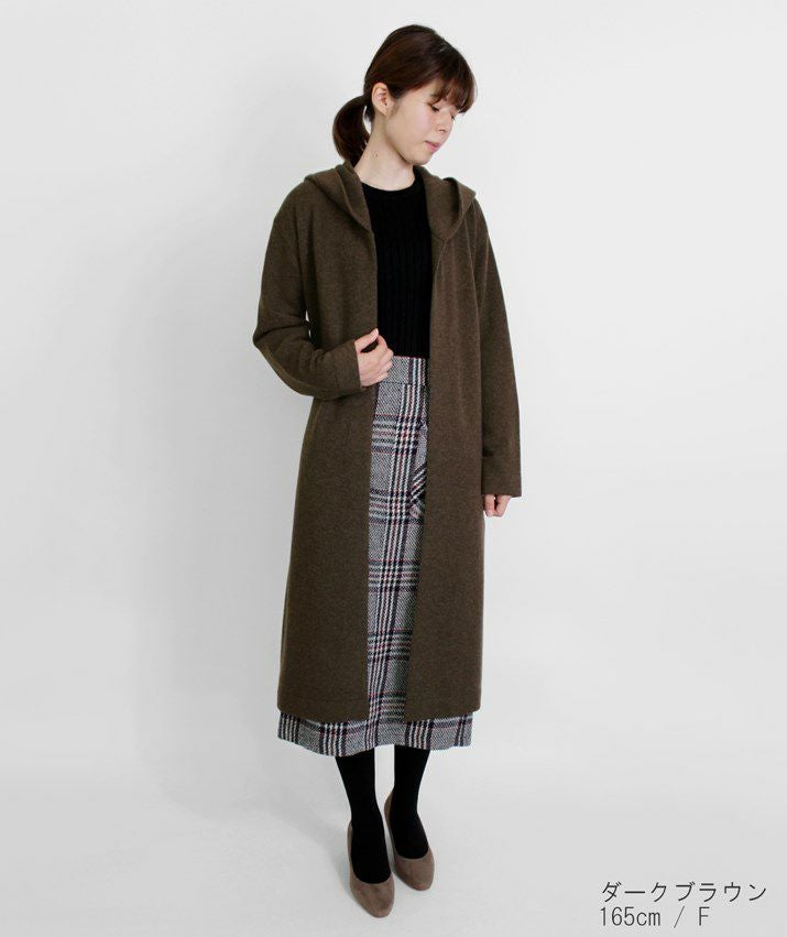 カシミヤ100％フード付きロングカーディガン | Milestone公式