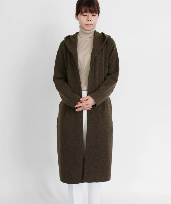 カシミヤ100％フード付きロングカーディガン | Milestone公式