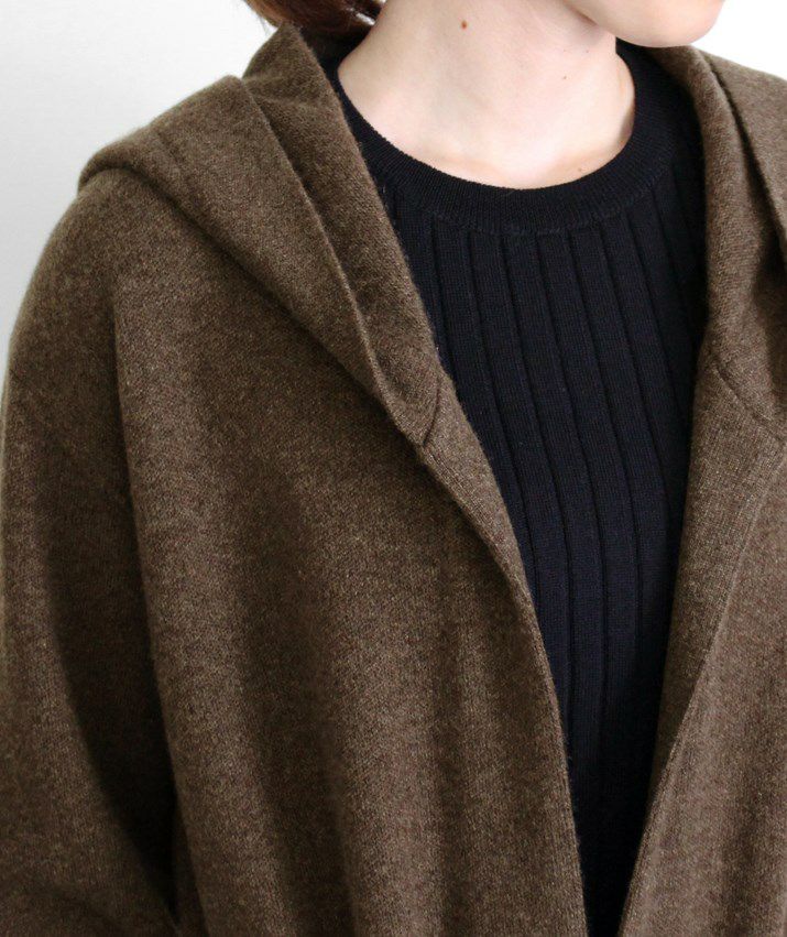 カシミヤ100％フード付きロングカーディガン | Milestone公式