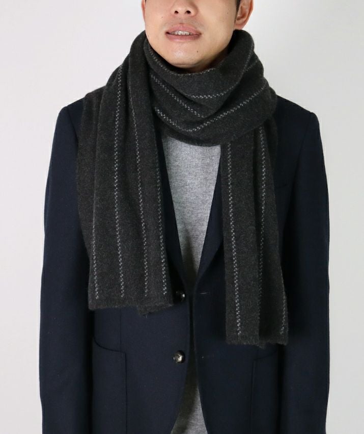 カシミヤ100%ストライプ柄マフラー | Milestone公式オンラインストア