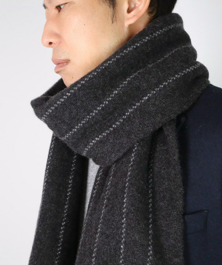 カシミヤ100%ストライプ柄マフラー | Milestone公式オンラインストア