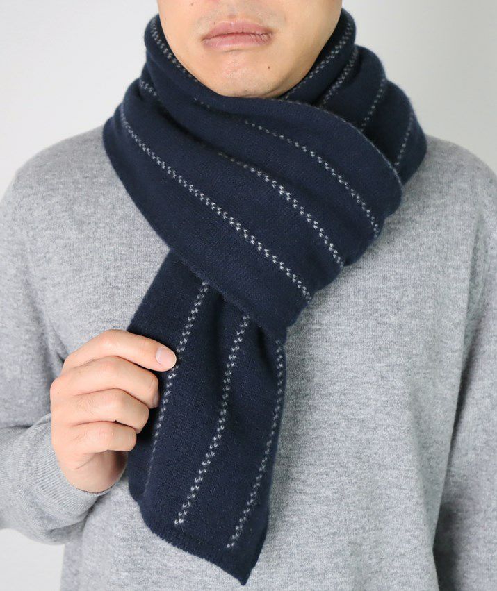 カシミヤ100%ストライプ柄マフラー | Milestone公式オンラインストア