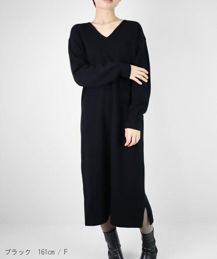 ウエサコ　カシミヤ100% ワンピース　42 カシミヤ100％Vネックワンピース | Milestone公式オンラインストア