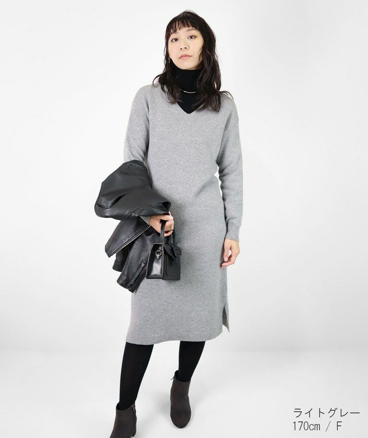 カシミヤ100％Vネックワンピース | Milestone公式オンラインストア