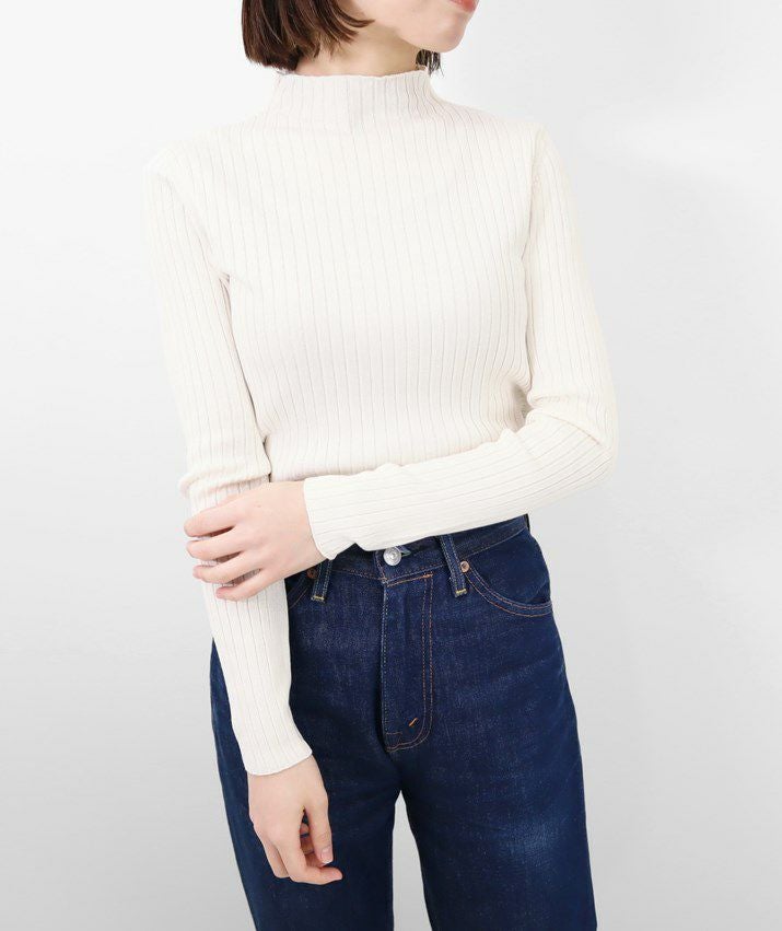 ウォッシャブルシルク100％リブハイネックプルオーバー | Milestone