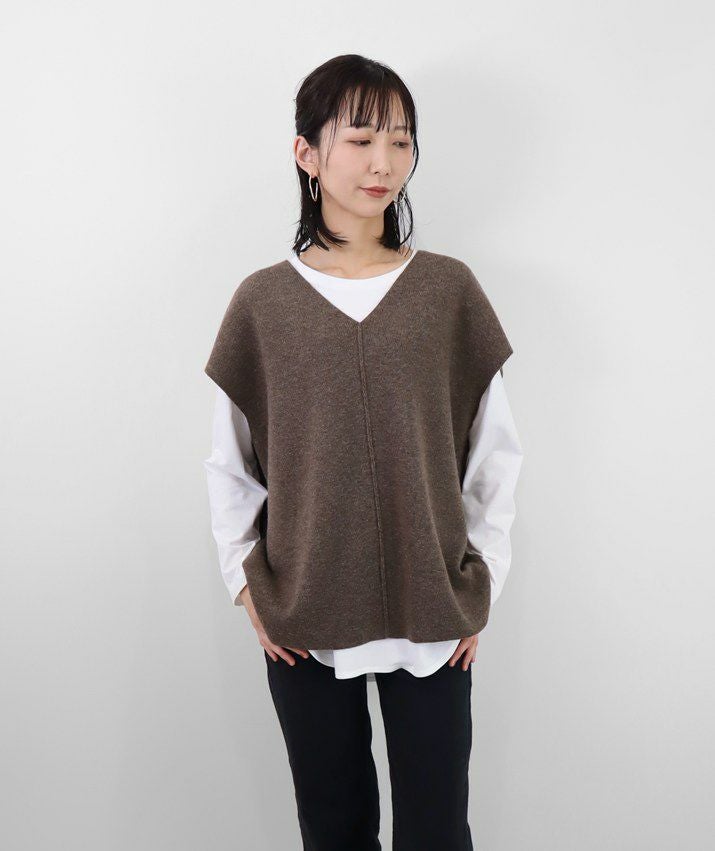 PHOTOCOPIEU VIOLENTINA カシミアベスト レディースガーゼ カシミヤ ベスト§メランジストーングレー Fabiana